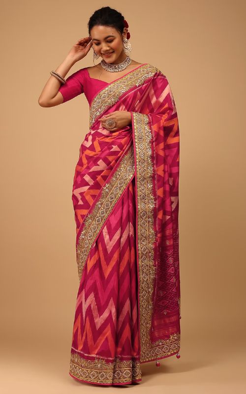 Pink Patola Weave Saree