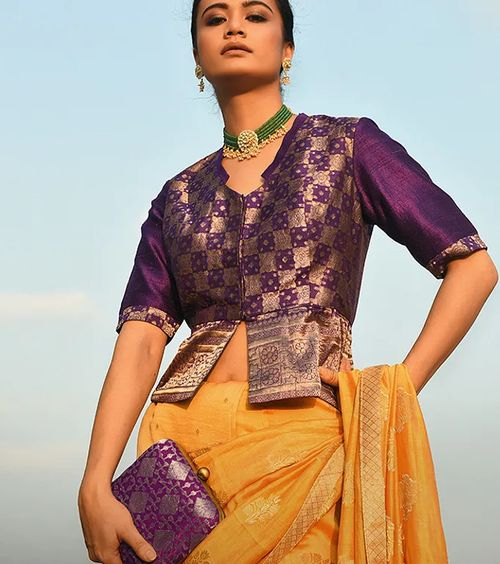 Purple Brocade Blouse