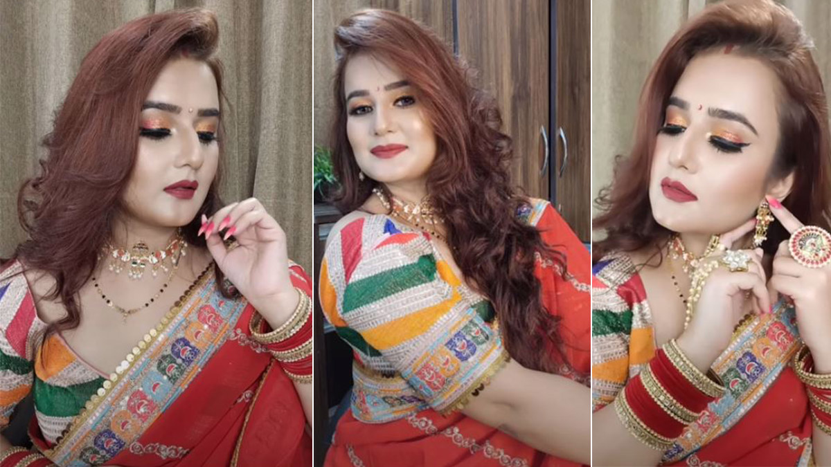 Red Saree Makeup Look For Karwachauth Makeup Look