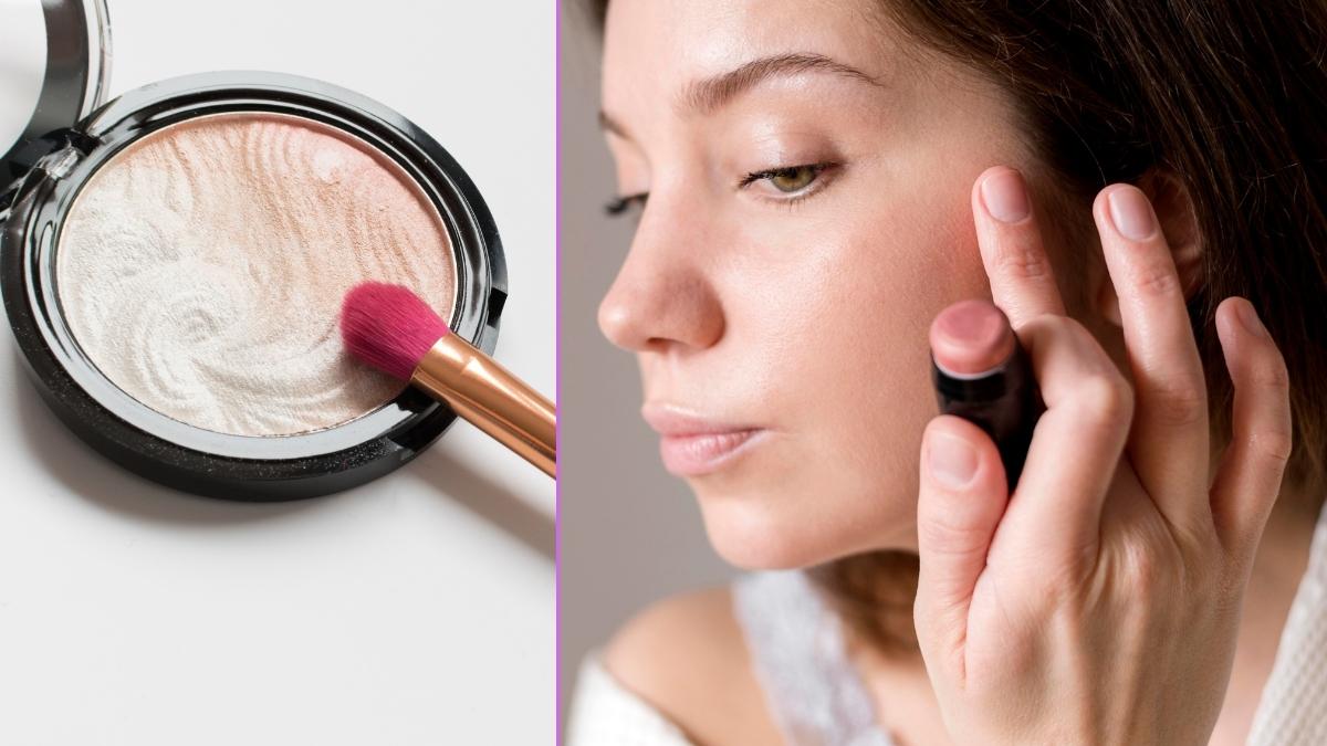 make your own blush and highlighter from old lipstick