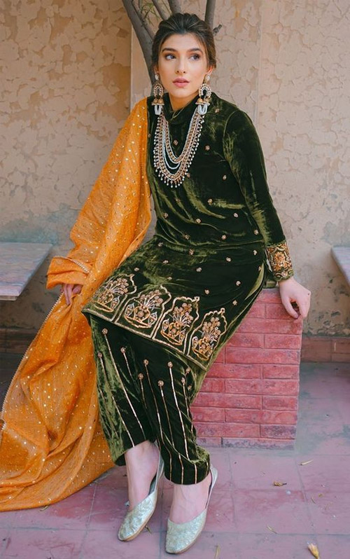 Green Suit And Yellow Dupatta