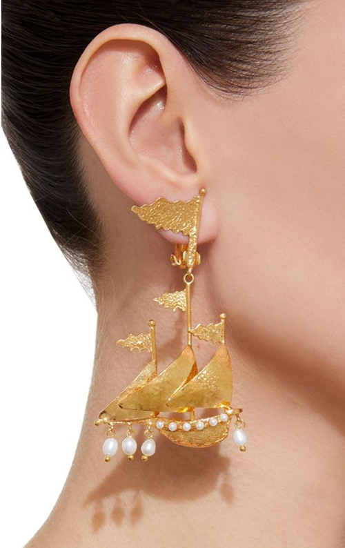 Boat Shape Gold Earring