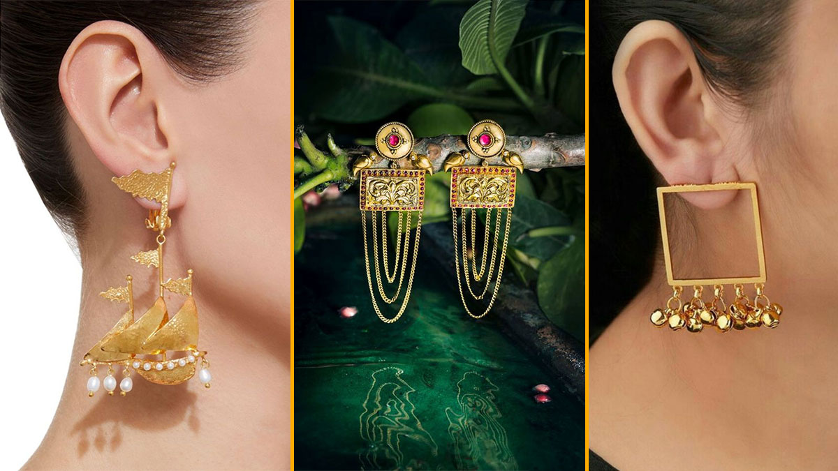 Unique Design Of Gold Earrings